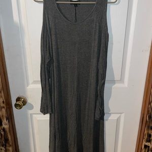 Simply Southern Charcoal colors dress with cut out sleeves Smoke Free Home